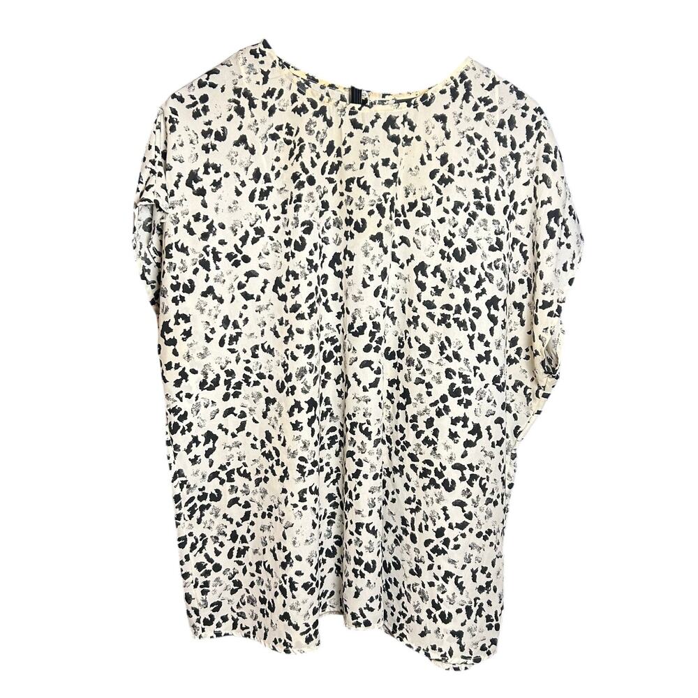 Halogen Cap Sleeve Blouse 1X Plus Size Animal Print Black White Nordstrom Top